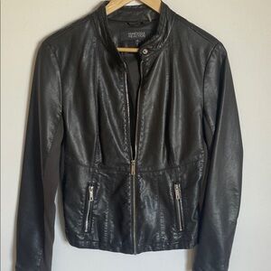 Kenneth Cole Reaction Sleek Grey Leather Jacket